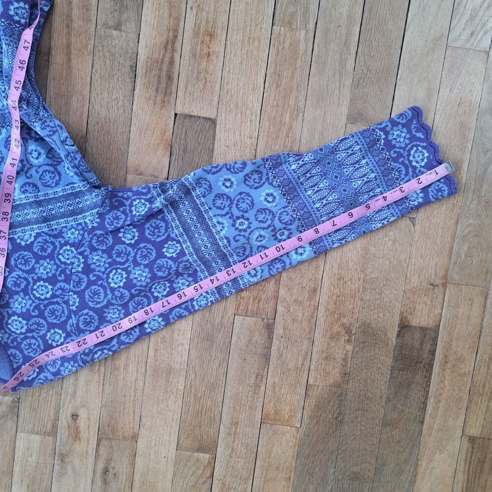 Ll Bean Womens XL Long Sleeve Sweater Top Blue Purple Floral Paisley Shirt - Picture 9 of 10